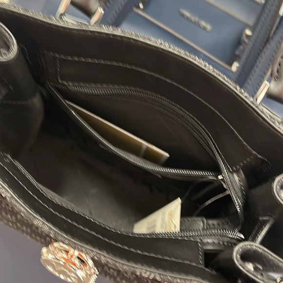 Michael Kors Hamilton Sm Logo Embossed Washed Denim Satchel Crossbody 
Black
NWT - Picture 8 of 16